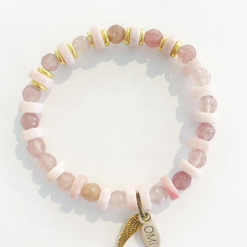 Sweet Love Strawberry Agate with shell spacers 6MM Sweet Love Strawberry Agate with shell spacers 6MM