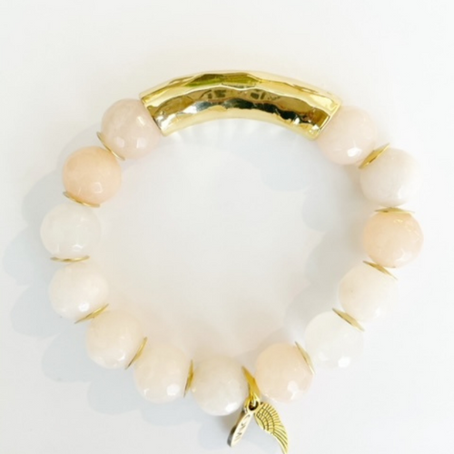 Just Peachy Agate with gold bar and spacers 12MM Just Peachy Agate with gold bar and spacers 12MM