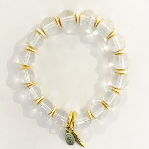 Crystalline shell and gold spacers all around 10MM Crystalline shell and gold spacers all around 10MM