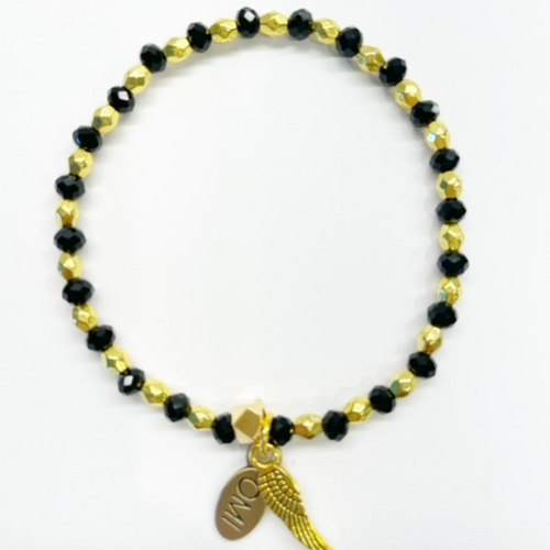 Live Love Sparkle Faceted crystal with gold round nuggets all around  2MM Live Love Sparkle Faceted crystal with gold round nuggets all around  2MM