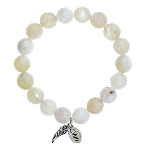 Faceted New Jade Stone Bead Bracelet - 10mm Faceted New Jade Stone Bead Bracelet - 10mm