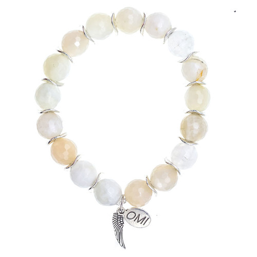 Coral Agate Beaded Crown Jewel Bracelet with Gold Spacers – BellaRyann