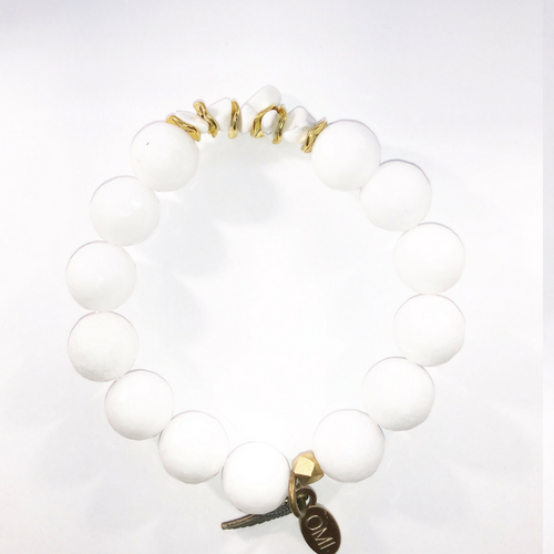White Agate with Marble with Howlite chips and gold spacers 12MM White Agate with Marble with Howlite chips and gold spacers 12MM