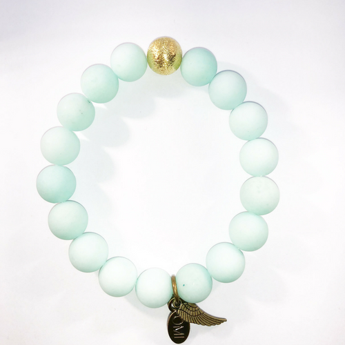 Matte Mint Agate with gold brushed ball 10MM Matte Mint Agate with gold brushed ball 10MM