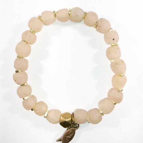 Rose Sea Glass with Gold Spacers 8MM Rose Sea Glass with Gold Spacers 8MM