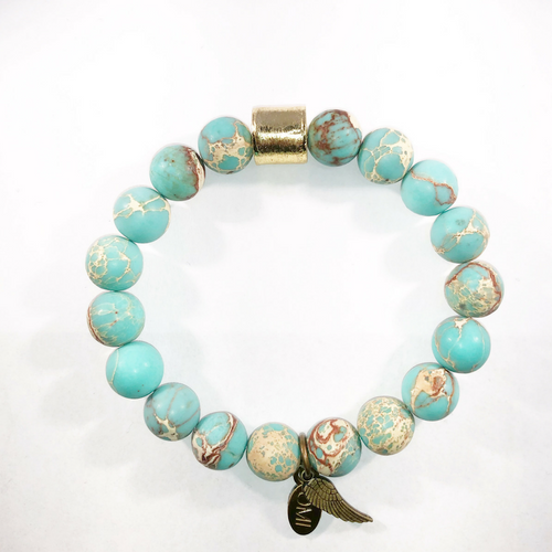 Matte Turquoise Jasper with gold tube 10MM Matte Turquoise Jasper with gold tube 10MM