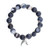 Dark Matte Grey Druzy Stone Bead Bracelet with Silver Spacers - 10mm-Wholesale Dark Matte Grey Druzy Stone Bead Bracelet with Silver Spacers - 10mm-Wholesale