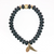 Black matte agate rondelle with gold square 8MM