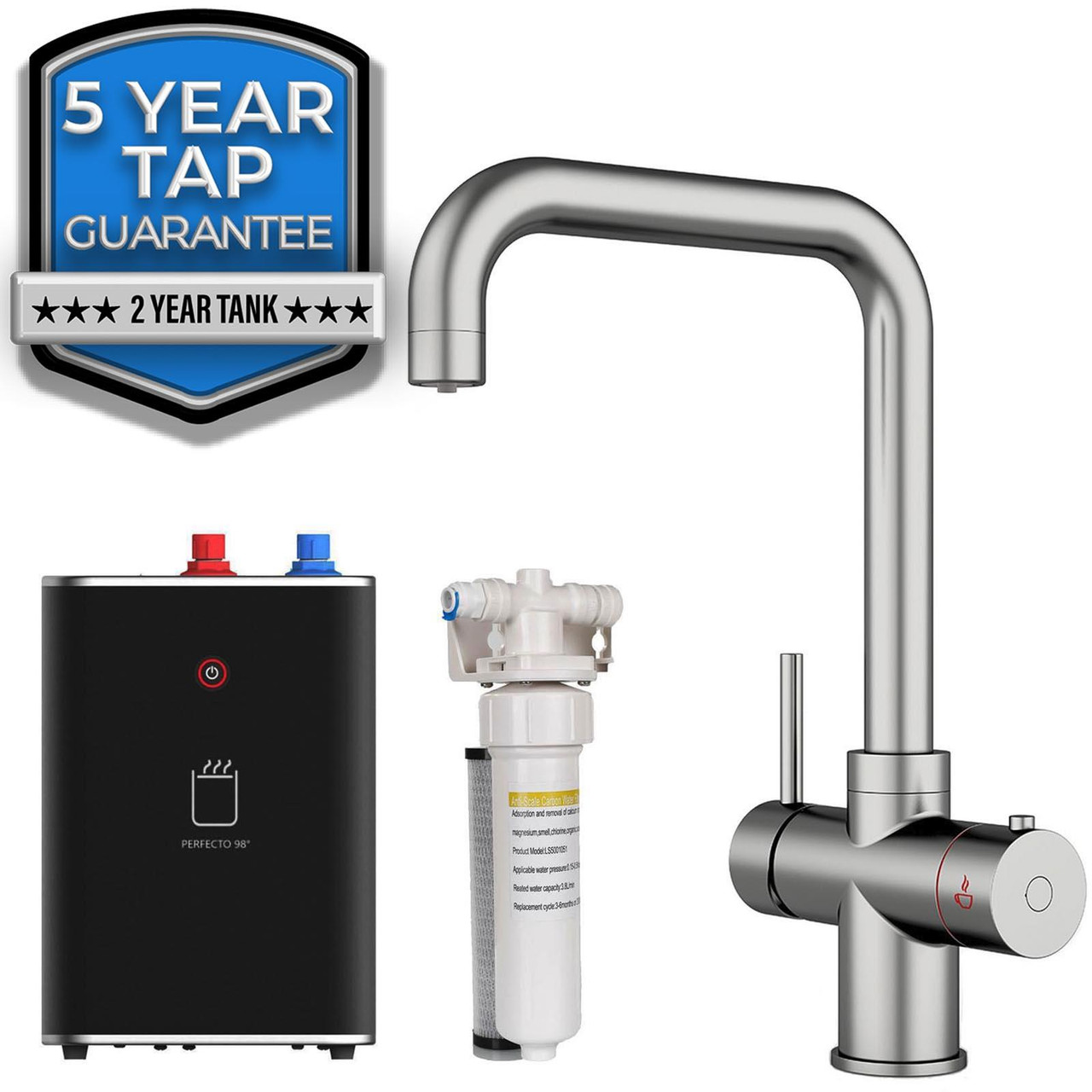 SIA Brushed Nickel 3-in-1 Instant Boiling Hot Water Tap Including