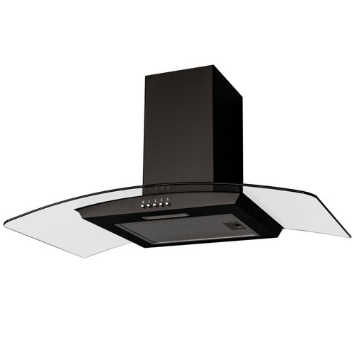 SIA CGH80BL 80cm Curved Glass Chimney Cooker Hood Extractor Fan In Black