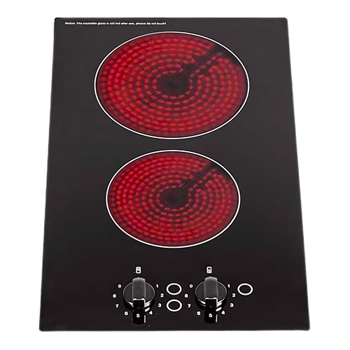 SIA CERH30BL 30cm 2 Burner Domino Ceramic Electric Hob In Black, Knob Control