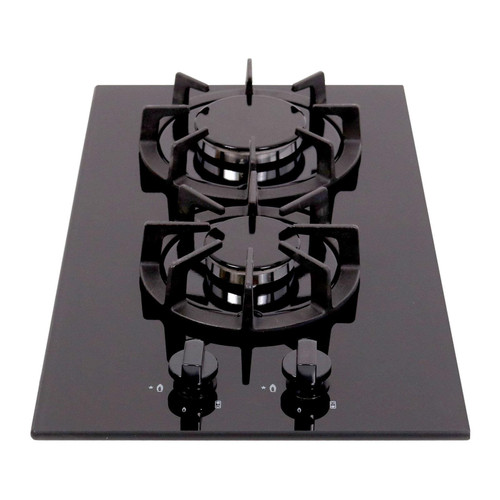 SIA BGH30BL 30cm Black Gas On Glass Domino Hob With Cast Iron Stands And LPG Kit