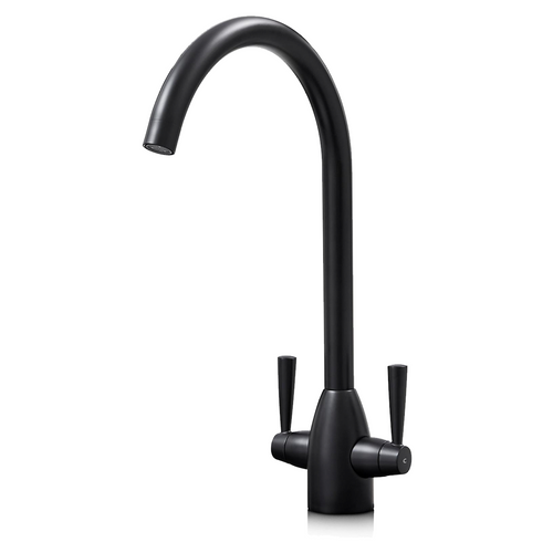 SIA KT5BL Black Swan Neck Twin Lever Contemporary Monobloc Kitchen Mixer Tap