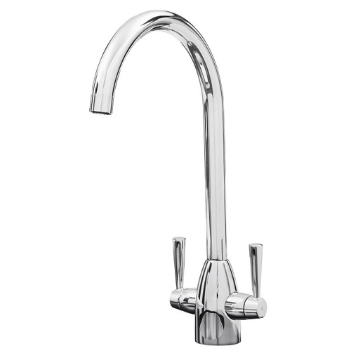 SIA KT5CH Chrome Swan Neck Twin Lever Contemporary Monobloc Kitchen Mixer Tap