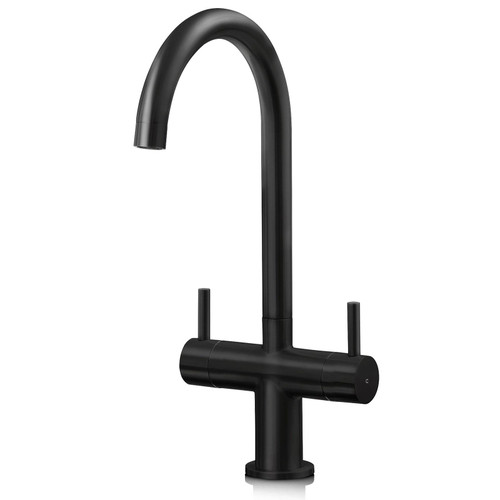 SIA KT3BL Black Swan Neck Twin Lever Contemporary Monobloc Kitchen Mixer Tap