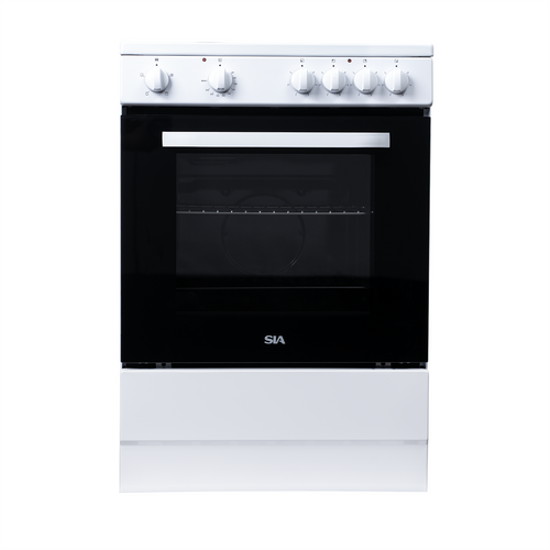 60cm Freestanding Electric Single Cavity Cooker, Solid Plate Hob In White