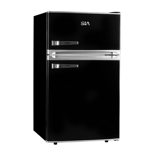SIA RFM88K 88L Freestanding Under Counter Retro Fridge Freezer - Black