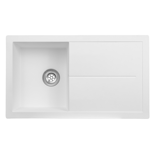 SIA 1.0 Bowl White Composite Reversible Compact Inset Kitchen Sink & Waste Kit