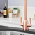 SIA KT5CU Copper Swan Neck Twin Lever Contemporary Monobloc Kitchen Mixer Tap