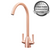 SIA KT5CU Copper Swan Neck Twin Lever Contemporary Monobloc Kitchen Mixer Tap