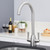 SIA KT5BN Brushed Nickel Swan Neck Twin Lever Modern Monobloc Kitchen Mixer Tap