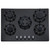 SIA 70cm 5 Burner Black Glass Gas Hob With Cast Iron Pan Stands And Wok Burner