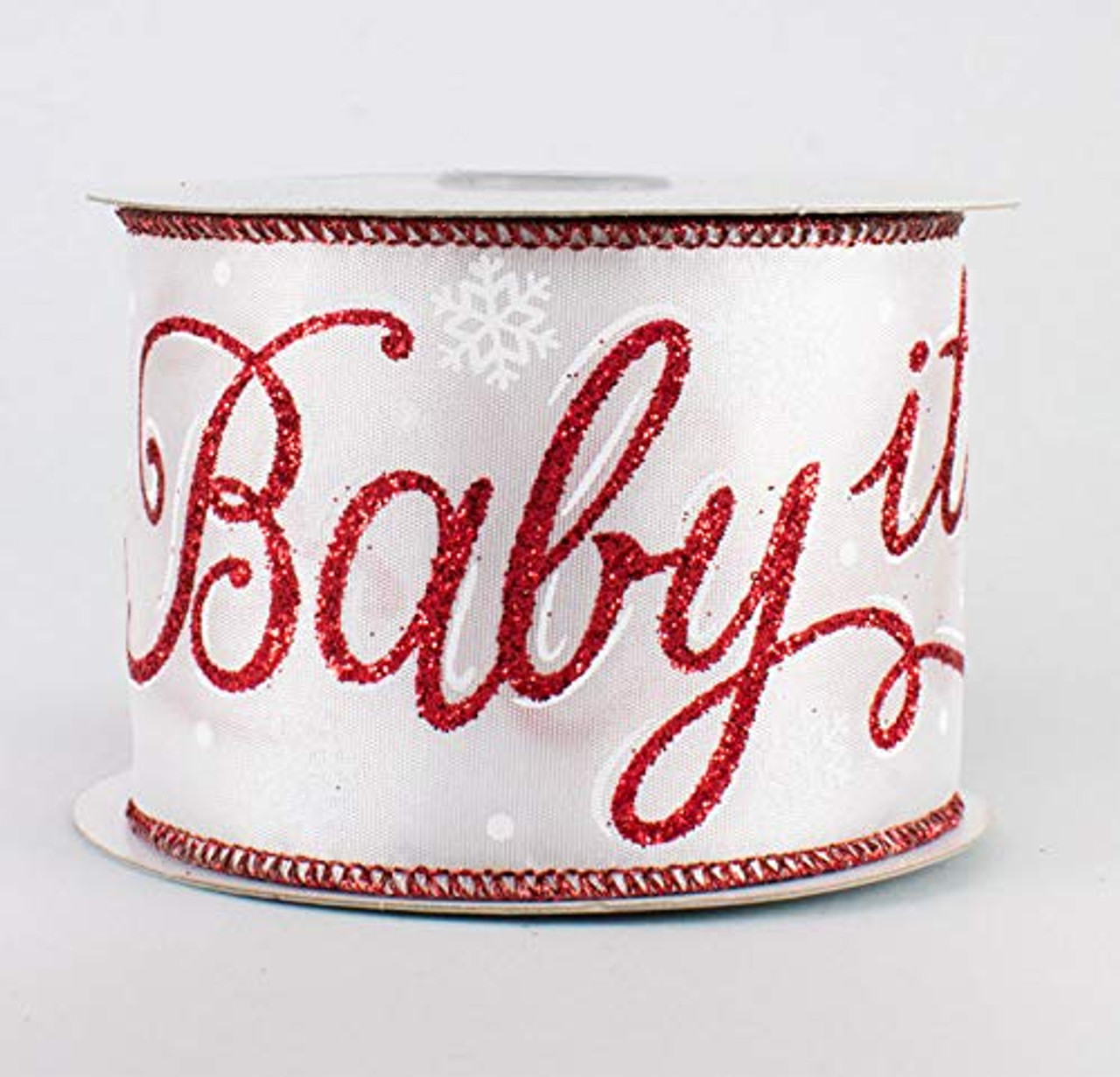 Baby It's Cold Outside White and Red Ribbon 2-1/2 Wide x 10 yd, christmas  ribbon, winter ribbon - Coneflower Creations