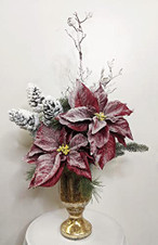 Frosted Poinsettia Arrangement, Holiday Floral, Christmas Floral Arrangements, 127