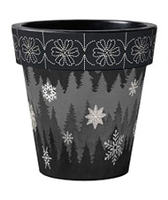 Black Scandi 18" Art Planter, Winter Planter, Outside Planter, Christmas Planter,