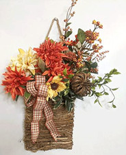 Fall Mum and Wicker Pumpkin Hanging Basket, Fall Door Decoration, Fall Baskets Fall Mum and Wicker Pumpkin Hanging Basket, Fall Door Decoration, Fall Baskets