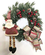 Mini Vintage Santa Wreath, Holiday Wreath, Christmas Wreath, 118