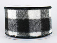 Black and White Check Flannel Wired Ribbon - 2-1/2" x 10 yds, winter ribbon, holiday ribbon Black and White Check Flannel Wired Ribbon - 2-1/2" x 10 yds, winter ribbon, holiday ribbon