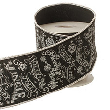 Chalkboard Message Wired Ribbon - 4" x 5 yds, christmas ribbon, holiday ribbon