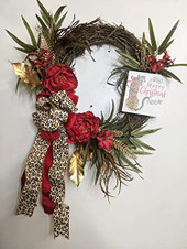 Cougar Christmas Wreath, Holiday Wreath, Leopard Wreath, 146