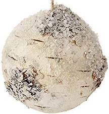 4.5" Snowy Faux Birch Ball Ornament, Rustic Ornament, Christmas Ornament