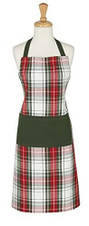 Adult Plaid Apron with Pocket, Christmas Apron