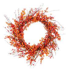 SAFA 24 Inch Orange Berry Wreath, Fall Wreath, Winter Wreath, Holiday Wreath SAFA 24 Inch Orange Berry Wreath, Fall Wreath, Winter Wreath, Holiday Wreath