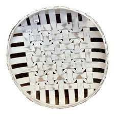 Raz Distressed Medium White Tobacco Basket, Wall Basket, 19.5"D X 3.5"H, High Quality