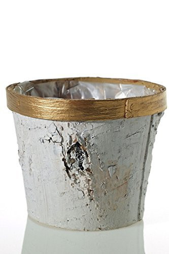 5"x 4.25" Birch Round Pot with Gold Trim