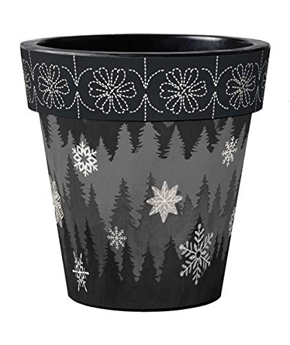 Black Scandi 18" Art Planter, Winter Planter, Outside Planter, Christmas Planter,