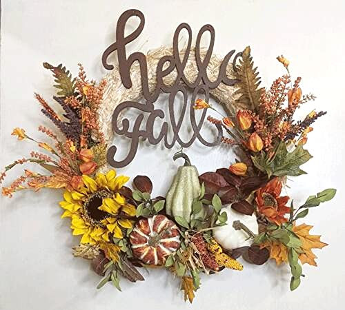 Hello Fall Cornhusk Wreath, Fall Wreaths, Autumn Wreaths, Cornhusk Wreaths, 108