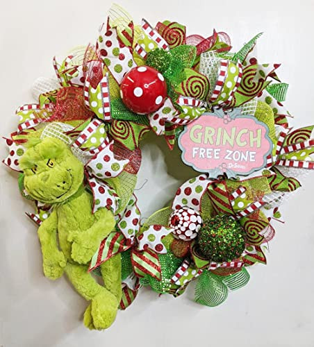 Grinch Wreath, Holiday Wreath, Cartoon Wreath, 147