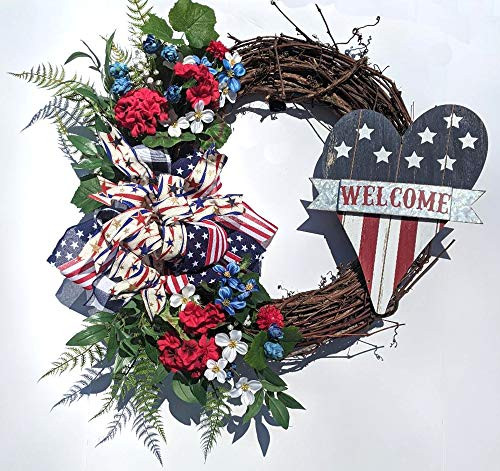 26" Grapevine Heart Flag Wreath, 151