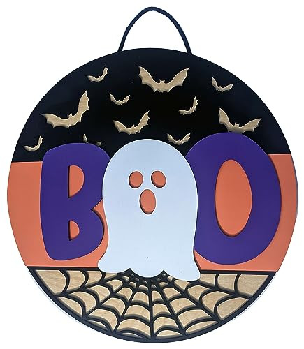 BOO Halloween Hand Painted Door or Wall Sign with Hanger