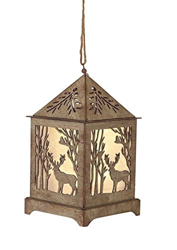 Deer Lantern Ornament w/ 6 hr Timer - 6.5" high