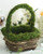 Large Handle Basket with Moss, Spring Planter, Rustic Planter
