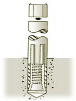 Insert set-tool in to anchor. Using a hammer hit the setting tool, until anchor is set.