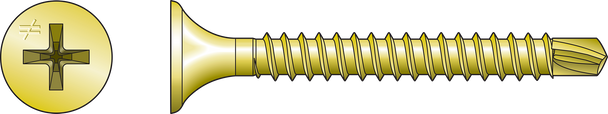 Image of Simpson DWFSD Drywall-to-CFS Screw (Collated) - #6 x 1-5/8" #2 Phillips, Yellow Zinc (2500/Box)