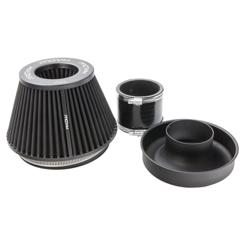 Ramair Pleated 127mm (5inch) ID Neck Medium Cone Air Filter with Velocity Stack and Coupling - PR-CC-194-VS-127-BK-KIT
