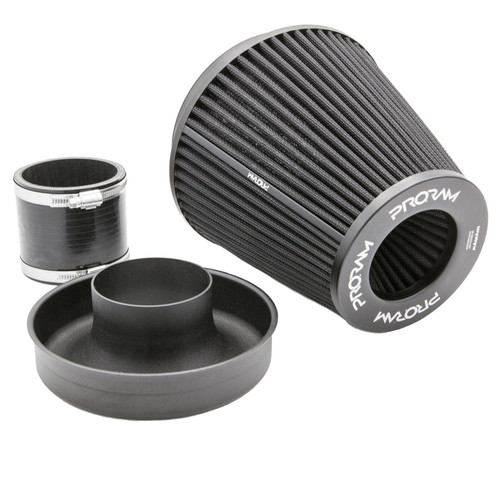 Ramair Pleated 83mm (3.25inch) ID Neck Large Cone Air Filter with Velocity Stack and Coupling - PR-CC-195-VS-83-BK-KIT